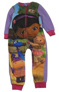 Fialový fleecový overal s Doc McStuffins