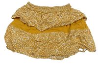 Hořčicová volánková sukně s flíčky Primark