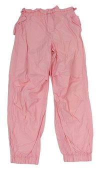 Růžové plátěné cuff kalhoty Primark