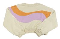 Béžovo-oranžovo-fialová crop mikina H&M