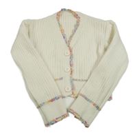 Smetanové žebrované svetrové bolerko s proužkem Shein