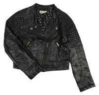 Černá koženková jarní bunda H&M