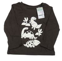 Nové - Hnědé triko s dinosaury Primark