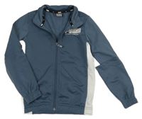 Tmavomodro-bílá sportovní propínací mikina s logem Puma