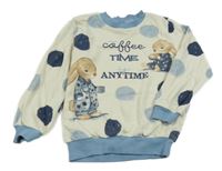 Smetanovo-modré puntíkaté triko s nápisem a králíčky