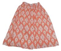 Růžová vzorovaná plátěná sukně 