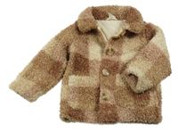 Béžovo-starorůžová kostkovaná podšitá bunda H&M