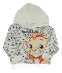 Bílá lehká mikina se lvíčky a kapucí 