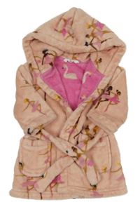 Světlerůžový chlupatý župan s vílami a kapucí M&S