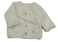 Nové - Bílá huňatá podšitá propínací mikina s kapsami Dunnes