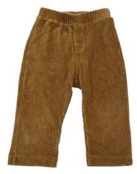 Hnědé žebrované kalhoty Zara