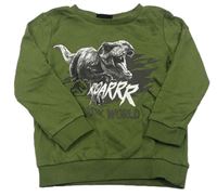 Khaki mikina s dinosaurem 