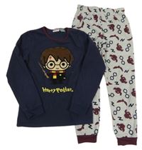 Tmavomodro-šedé fleecové pyžamo - Harry Potter 