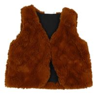 Rezavá kožešinová podšitá vesta