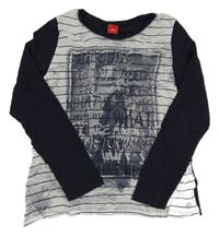 Tmavomodro-bílé pruhované triko s nápisem S. Oliver