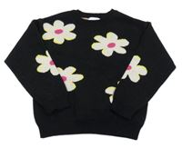 Černý svetr s květy Matalan