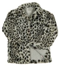 Šedo-hnědá vzorovaná kožešinová podšitá bunda Next 