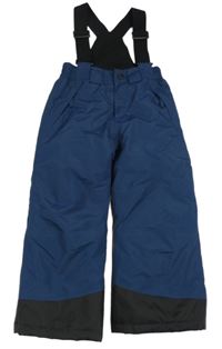 Tmavomodré šusťákové funkční oteplovačky s kšandami Crane