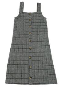 Šedo-černé vzorovano/kostkované šaty s knoflíky New Look