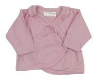 Světlerůžové zavinovací triko s volánkem