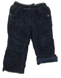 Tmavomodré podšité manšestráky s úpletovým pasem George