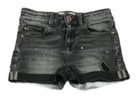 Černo-šedé riflové kraťasy s puntíky