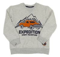 Světlešedá vzorovaná mikina s autem kids