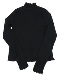 Černé žebrované crop triko se stojáčkem George