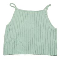 Mátový pletený žebrovaný crop top H&M