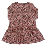 Růžovo-černé květované šaty Primark
