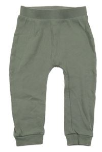 Khaki žebrované tepláky Tu