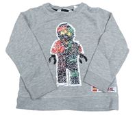 Šedá melírovaná mikina Ninjago z překlápěcích flitrů H&M