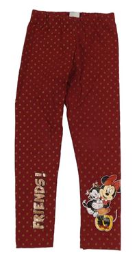 Červené legíny s Minnií a puntíky Disney