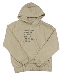 Béžová mikina s nápisem a kapucí H&M
