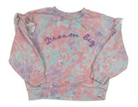 Růžovo-tyrkysovo-fialová vzorovaná ovesize mikina s nápisem Primark