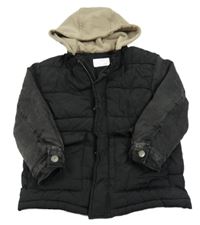 Černá šusťákovo/riflová zimní bunda s kapucí Zara