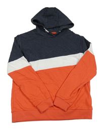 Červeno-bílo-tmavomodrá mikina s kapucí TEX