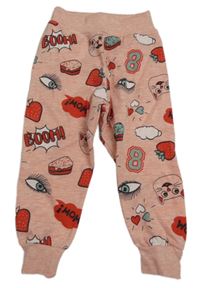 Růžové tepláky s obrázky 