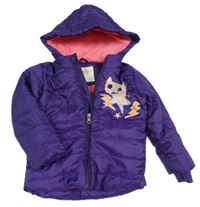 Fialová šusťáková zimní bunda s obrázkem a kapucí Kuniboo 
