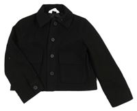 Černý flaušový jarní crop kabát H&M