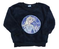 Tmavomodrá chlupatá mikina s Frozen Disney
