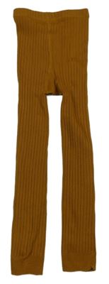 Hořčicové žebrované punčochové legíny 