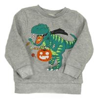 Šedá melírovaná mikina s dinosaurem C&A