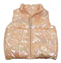 Oranžová šusťáková lesklá prošívaná zateplená vesta H&M