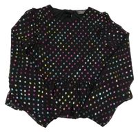 Černá šifonová halenka s puntíky Primark