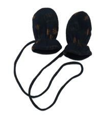 Tmavomodré fleecové zateplené rukavice s medvídky Topomini