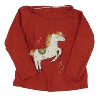 Červené třpytivé triko s koníkem M&S