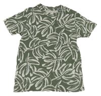 Khaki-bílé vzorované tričko Jack&Jones 