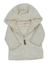 Bílá chlupatá propínací mikina s kapucí F&F