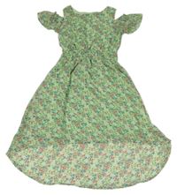 Zelené šifonové květované šaty s volnými rameny Y.F.K.